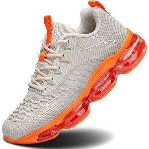 Women Beige Orange Air Cushion Running Shoes Fashion Tennis Sneakers Gym Fitness